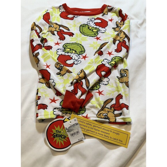 Kids Size 6 Super Soft Pajama Top Dr Suess Grinch Christmas Dog Sleepwear - Picture 1 of 6